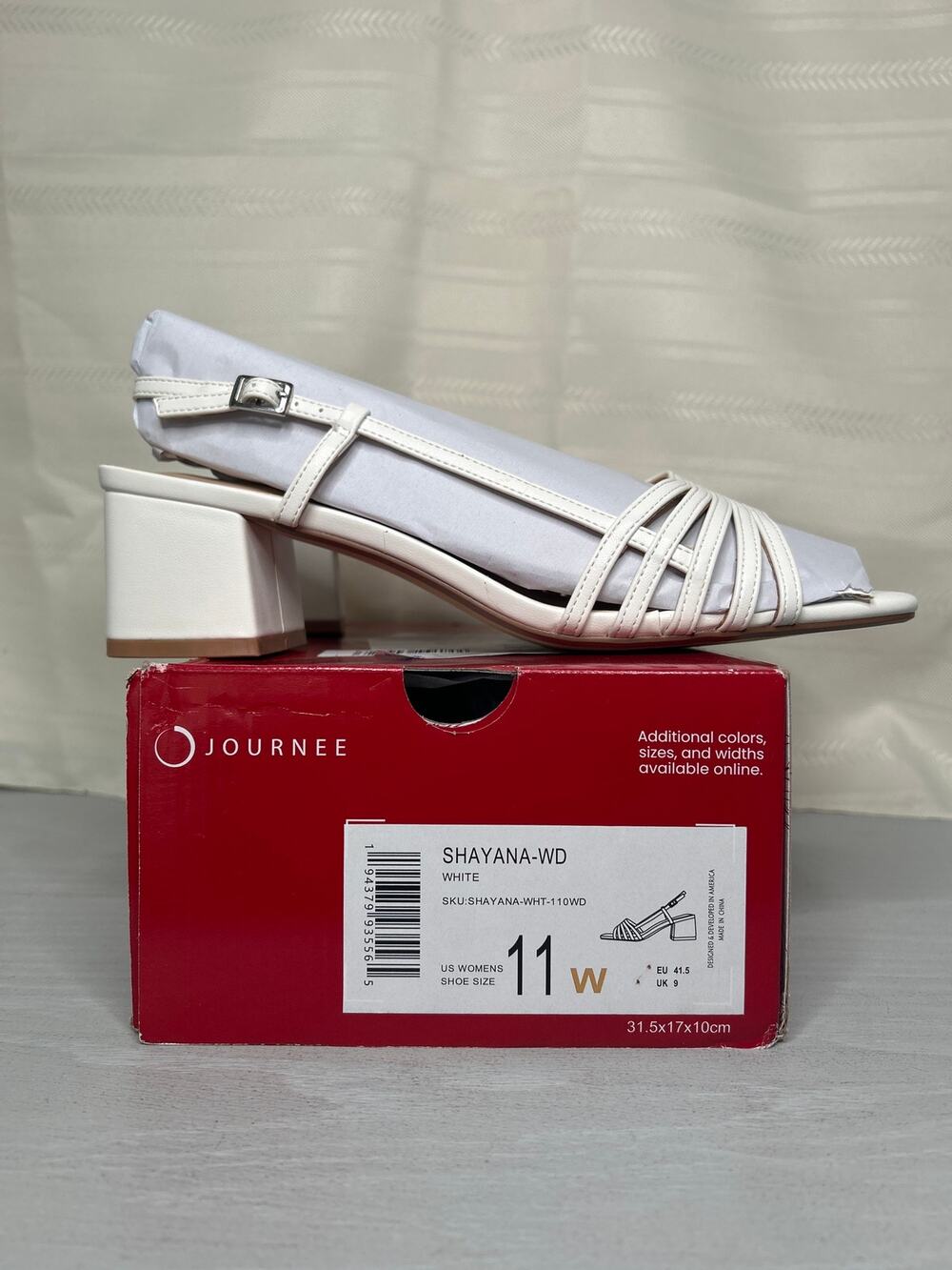 Journee Collection Women's Shayana Slingback Block Heel Sandal White 11 W